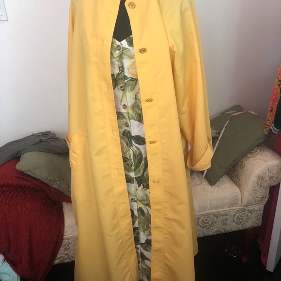 ✨ Vintage Designer Albert Nipon Long Yellow Duster/Trench - Picture 2 of 14